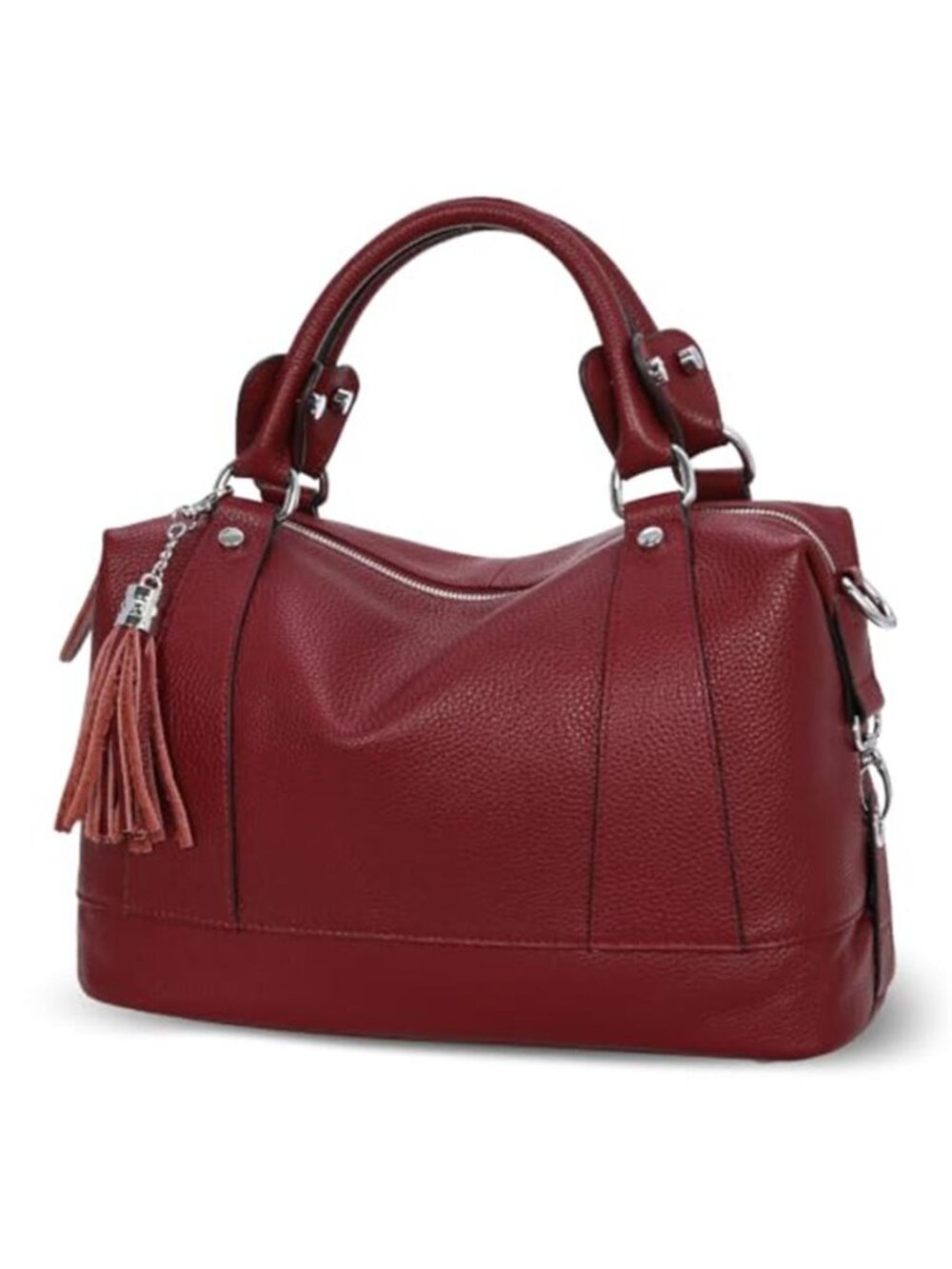 Womens Genuine Leather Purse Satchel Tote Crossbody Handbag Wine Shoulder Bag